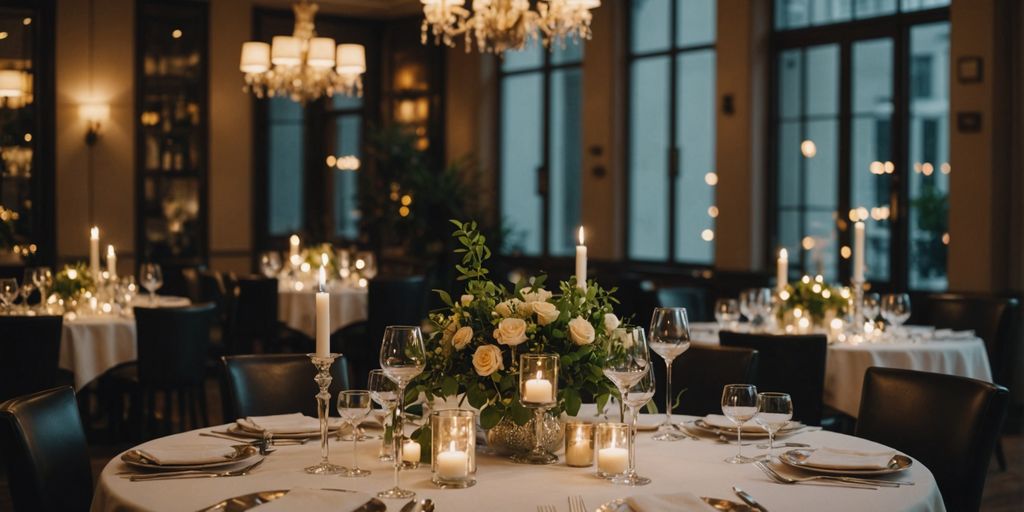 Gourmet-Restaurant in Hessen mit eleganter Atmosphäre und Dekoration.